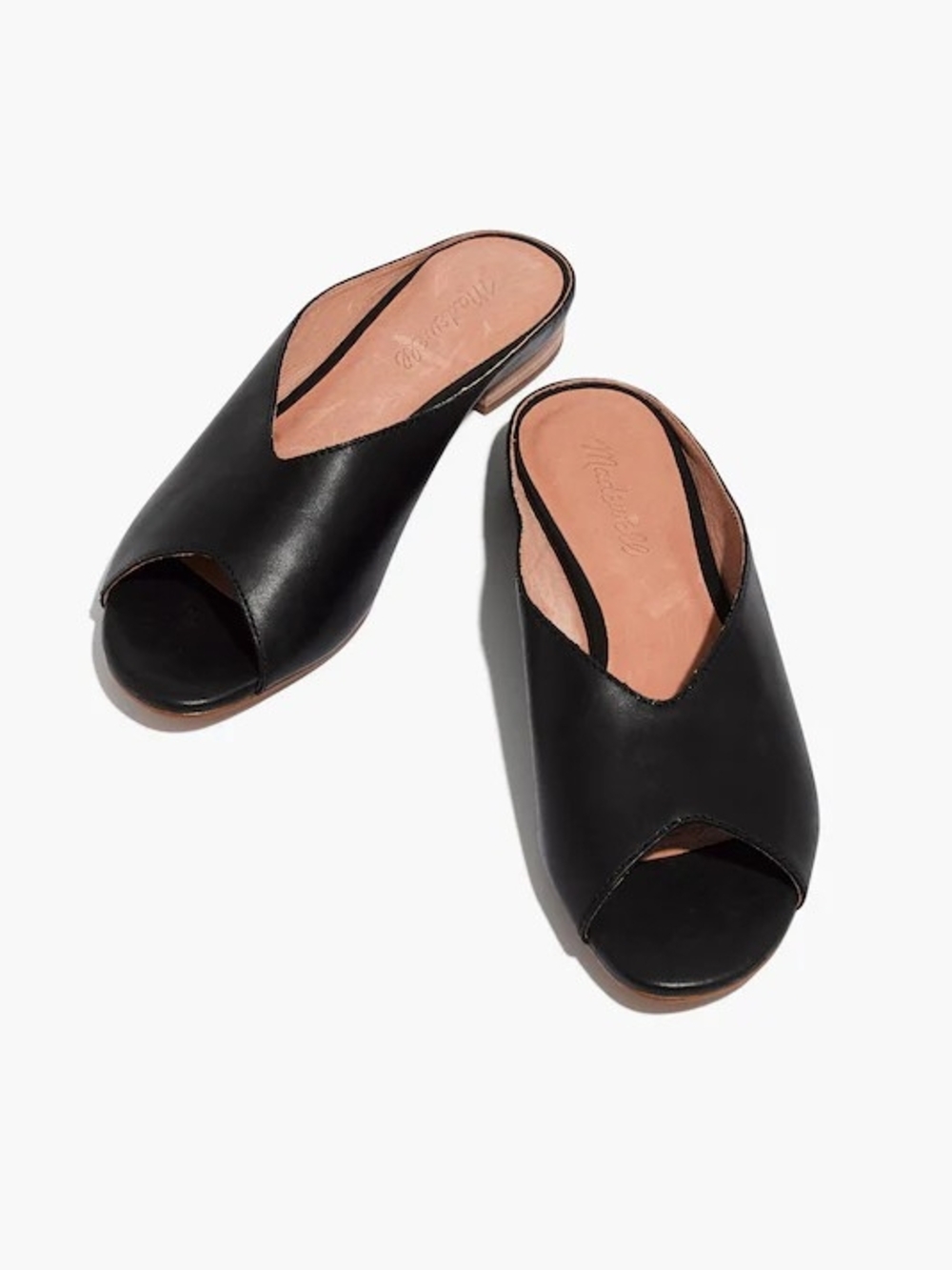 Madewell The Tavi Slide Sandal Black Leather Open-Toe Slip-On Mule- 9